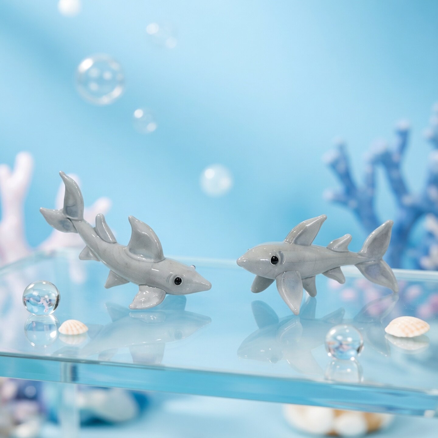 Marine Aquarium Home - Figura de Tiburón de Vidrio Hecha