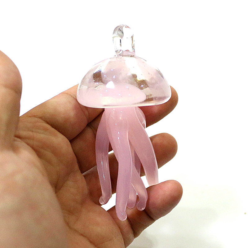 Marine Aquarium Home - Colgante de vidrio de medusa rosa