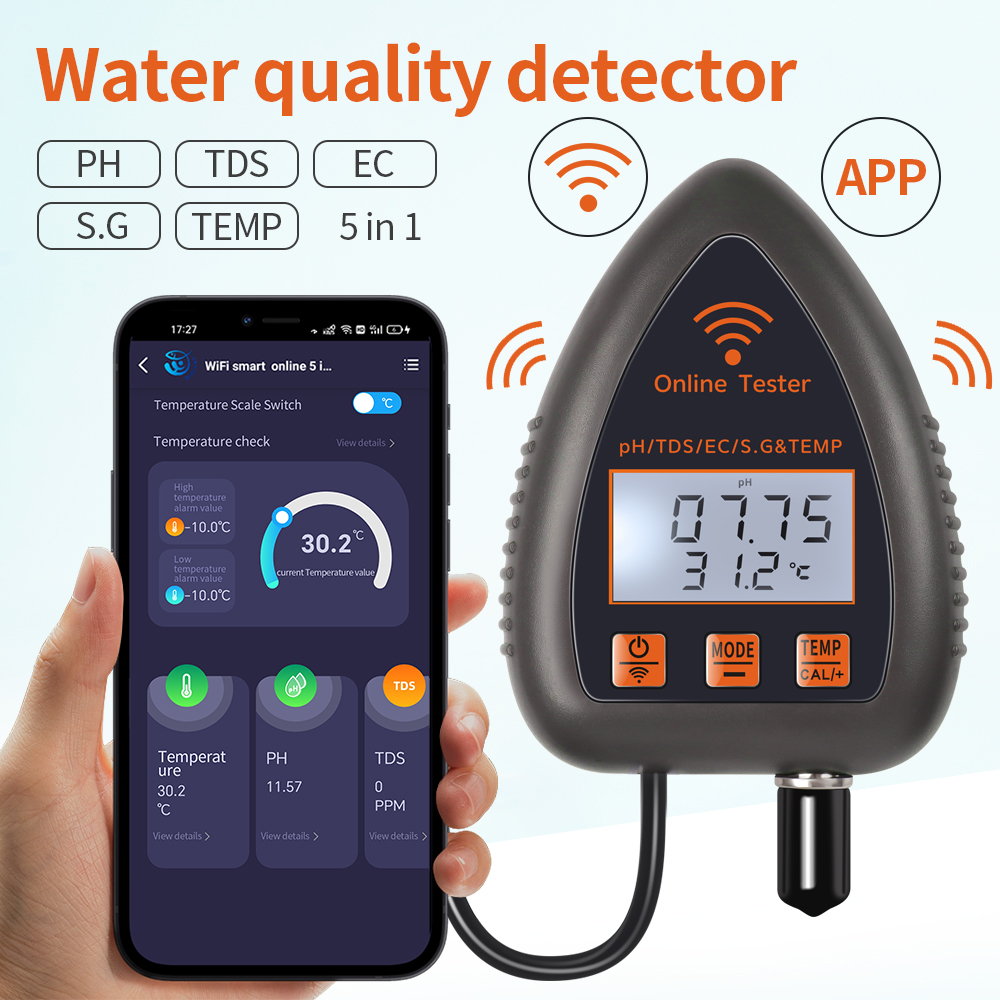 Tuya WiFi 5 en 1 TDS/EC/SALT/S - Marine Aquarium Par Meter reseña y precio